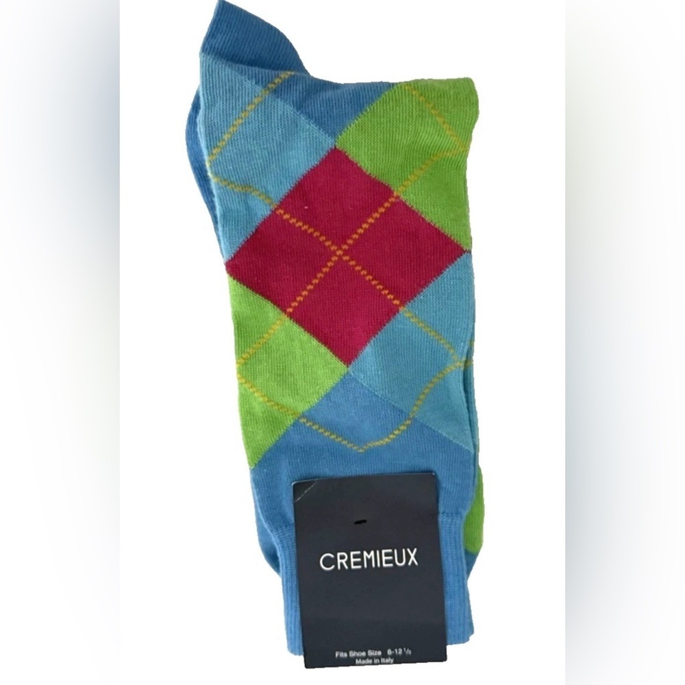 New Cremieux Dress Socks Argyle Made in Italy Cotton Blend Shoe Sz 6-12½ Preppy